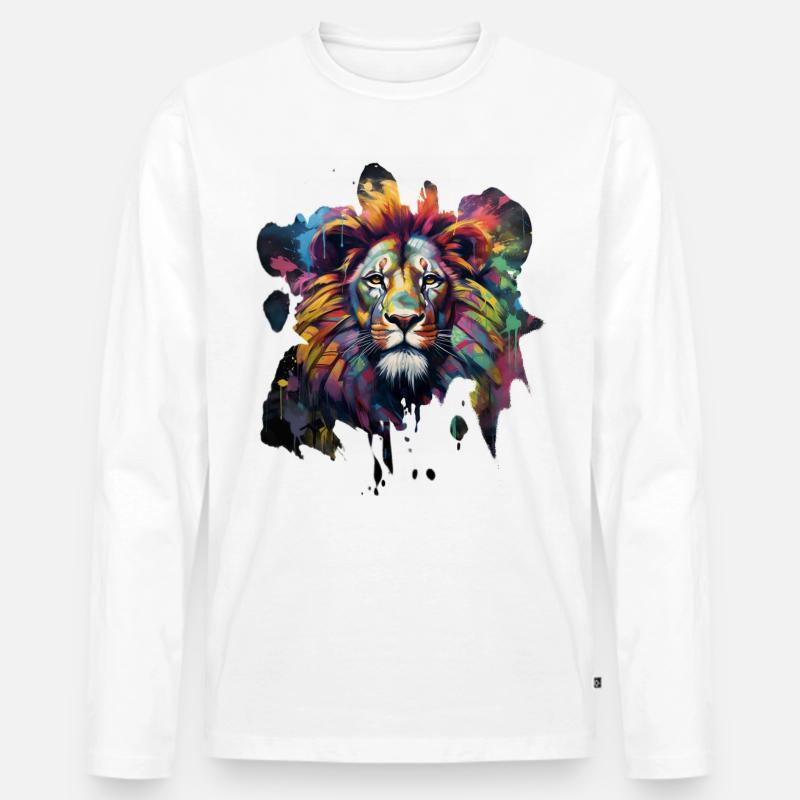 Löwe im Graffiti-Stil - Männer Premium Bio Langarmshirt - Weiß