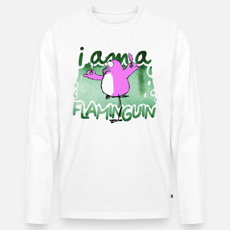 I am a Flaminguin - Männer Premium Bio Langarmshirt - Weiß