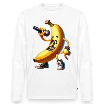 Peel the Beat Banana Music - T-shirt manches longues Premium bio Homme - blanc - Devant - Nico (187cm)