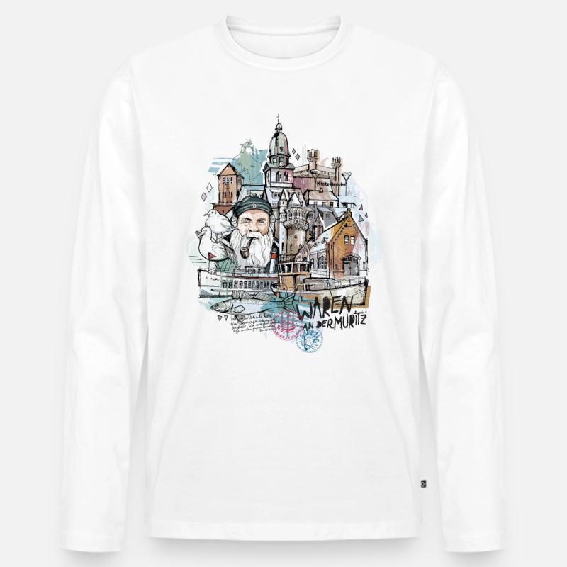 Waren an der Müritz - Männer Premium Bio Langarmshirt - Weiß