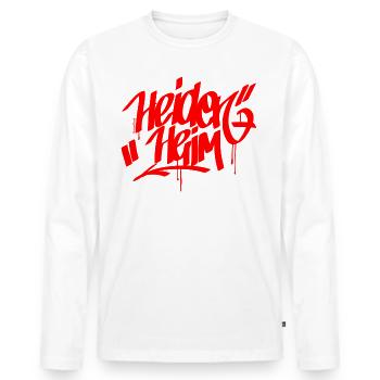 Heidenheim Tag rot - Männer Premium Bio Langarmshirt - Weiß - Vorne - Nico (187cm)
