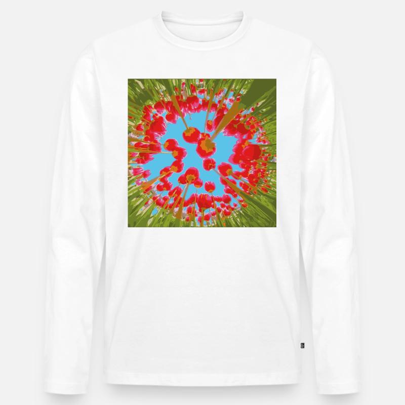 TULPEN - Männer Premium Bio Langarmshirt - Weiß