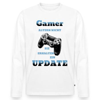 Les joueurs reçoivent une mise à jour - T-shirt manches longues Premium bio Homme - blanc - Devant - Nico (187cm)