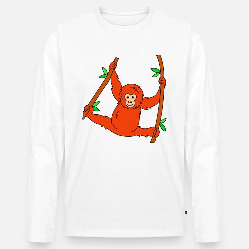 Orang Utan - Männer Premium Bio Langarmshirt - Weiß