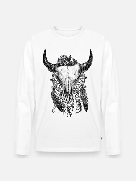 Skull Tattoo - Men's Premium Organic Long Sleeve Shirt - white