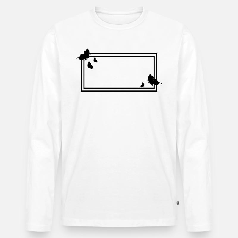 Rechteckiger Rahmen mit Schmetterlingen - Männer Premium Bio Langarmshirt - Weiß