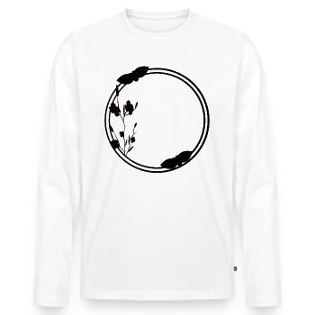 Cercle de cadre de printemps en fleurs noires - T-shirt manches longues Premium bio Homme - blanc - Devant - Nico (187cm)
