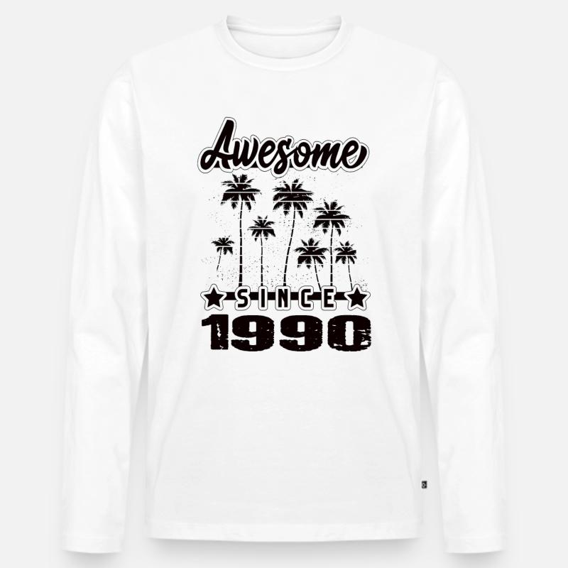 Awesome Since 1990 - Männer Premium Bio Langarmshirt - Weiß