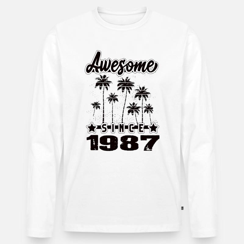 Awesome Since 1987 - Männer Premium Bio Langarmshirt - Weiß