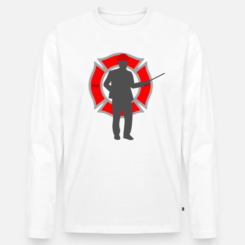 Feuerwehrmann - Männer Premium Bio Langarmshirt - Weiß