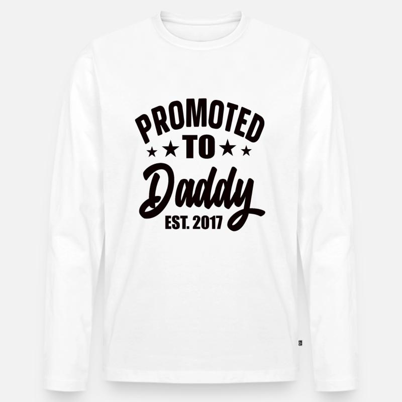 Promoted To Daddy Est 2017 - Männer Premium Bio Langarmshirt - Weiß