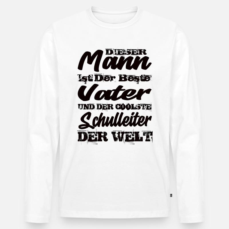 Vater und Schulleiter - Männer Premium Bio Langarmshirt - Weiß