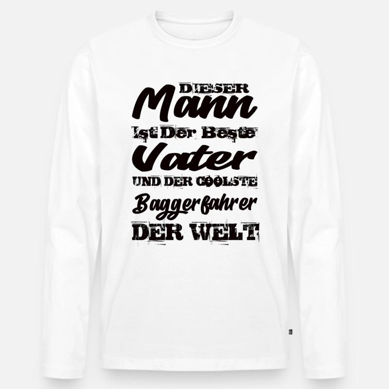 Baggerfahrer - Männer Premium Bio Langarmshirt - Weiß