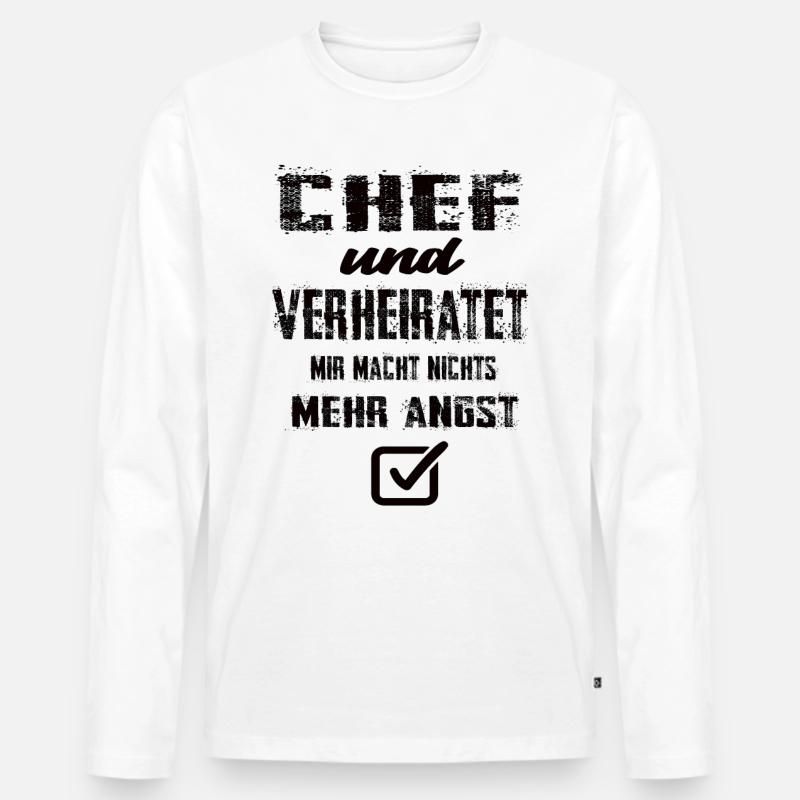 Chef und Verheiratet - Männer Premium Bio Langarmshirt - Weiß