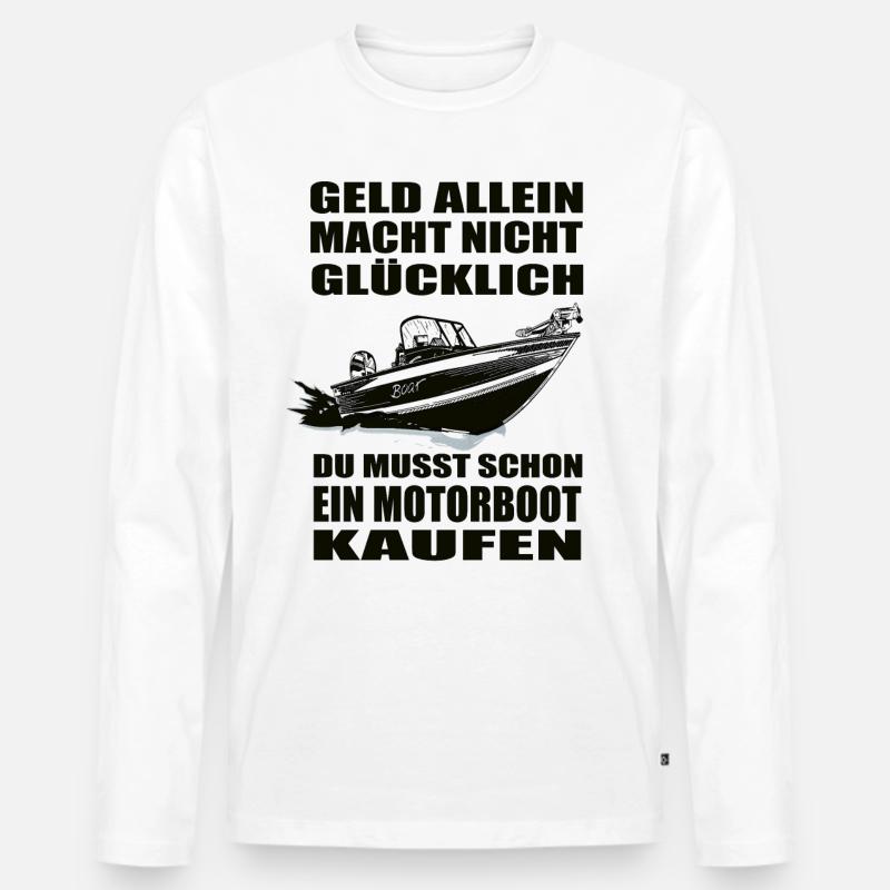 Motorboot - Männer Premium Bio Langarmshirt - Weiß