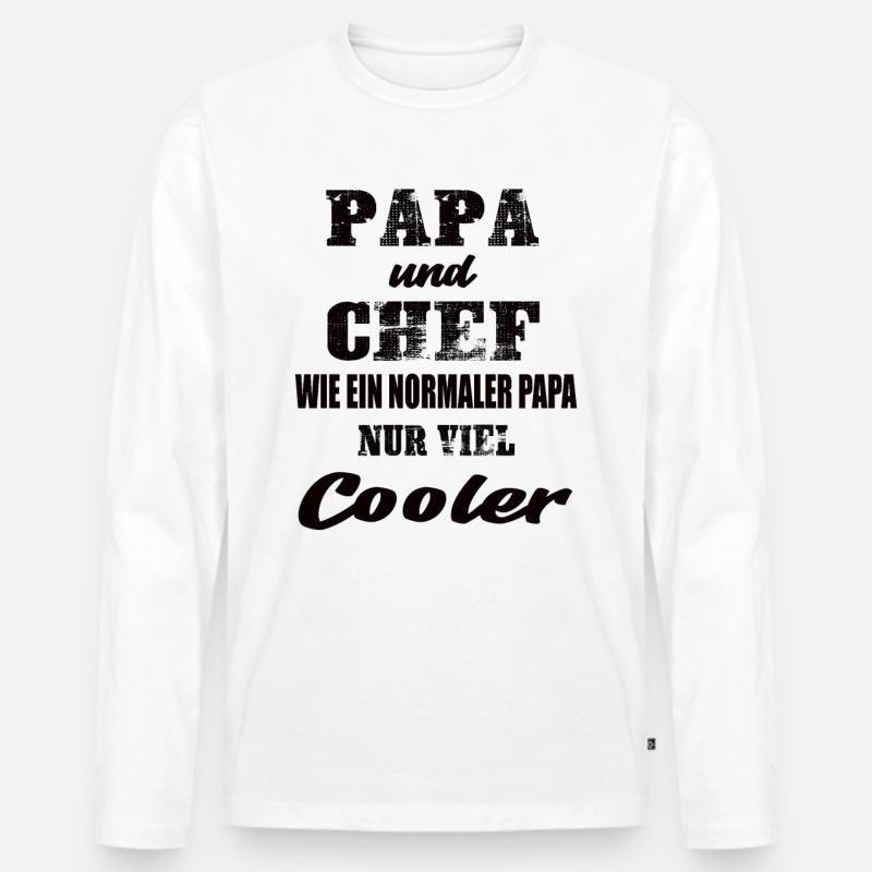 Papa und Chef - Männer Premium Bio Langarmshirt - Weiß