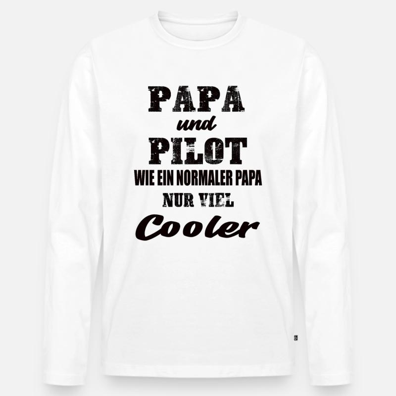 Papa und Pilot - Männer Premium Bio Langarmshirt - Weiß