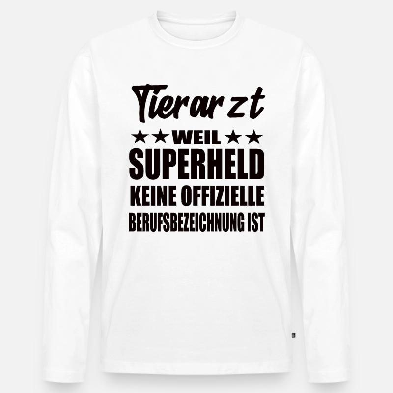 Tierarzt Superheld Spruch - Männer Premium Bio Langarmshirt - Weiß