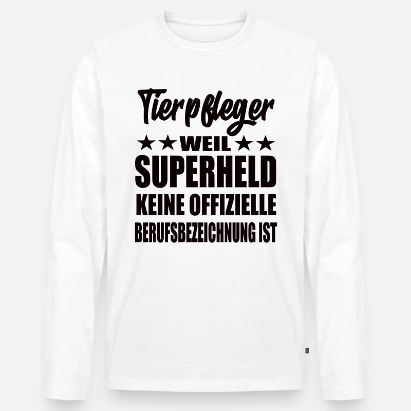 Tierpfleger Superheld Spruch - Männer Premium Bio Langarmshirt - Weiß