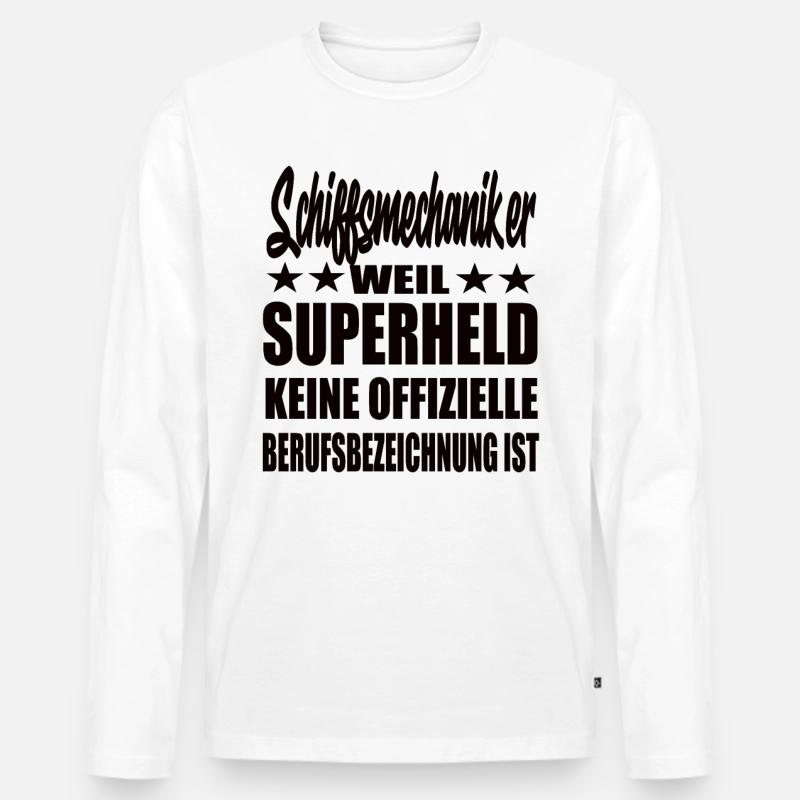 Schiffsmechaiker Superheld Spruch - Männer Premium Bio Langarmshirt - Weiß