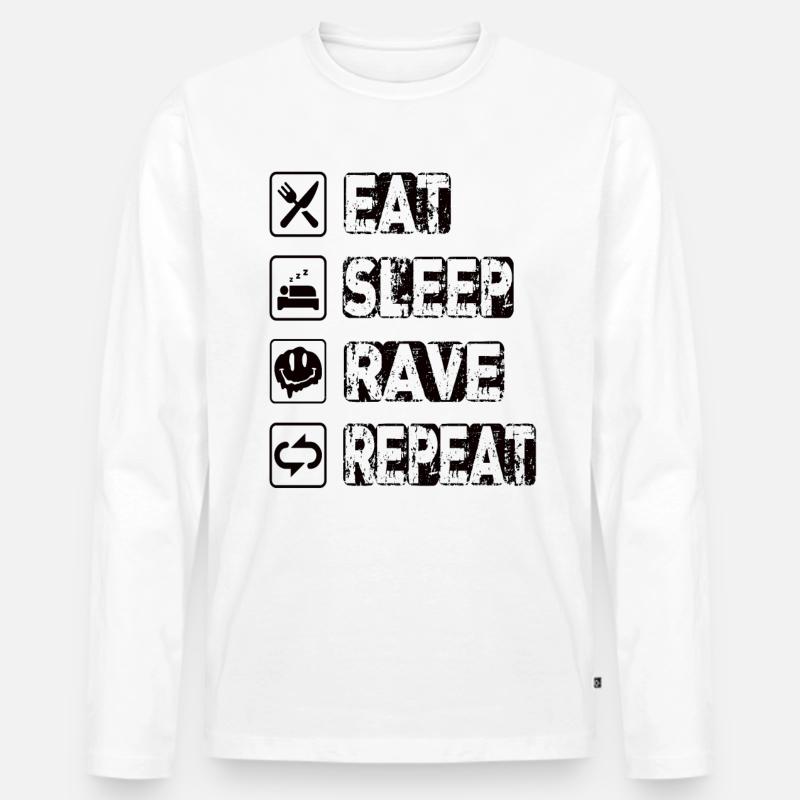 Eat Sleep Rave Repeat - Männer Premium Bio Langarmshirt - Weiß