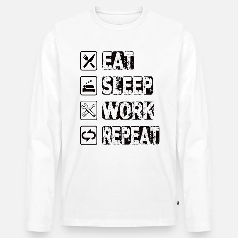 Eat Sleep Work Repeat - Männer Premium Bio Langarmshirt - Weiß