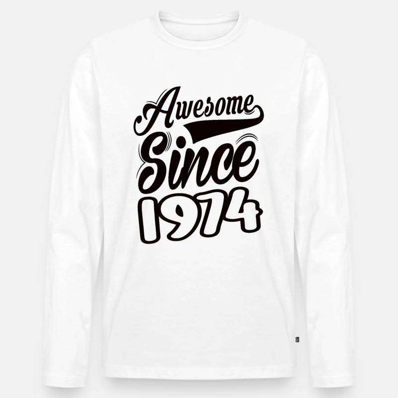 Awesome Since 1974 - Männer Premium Bio Langarmshirt - Weiß