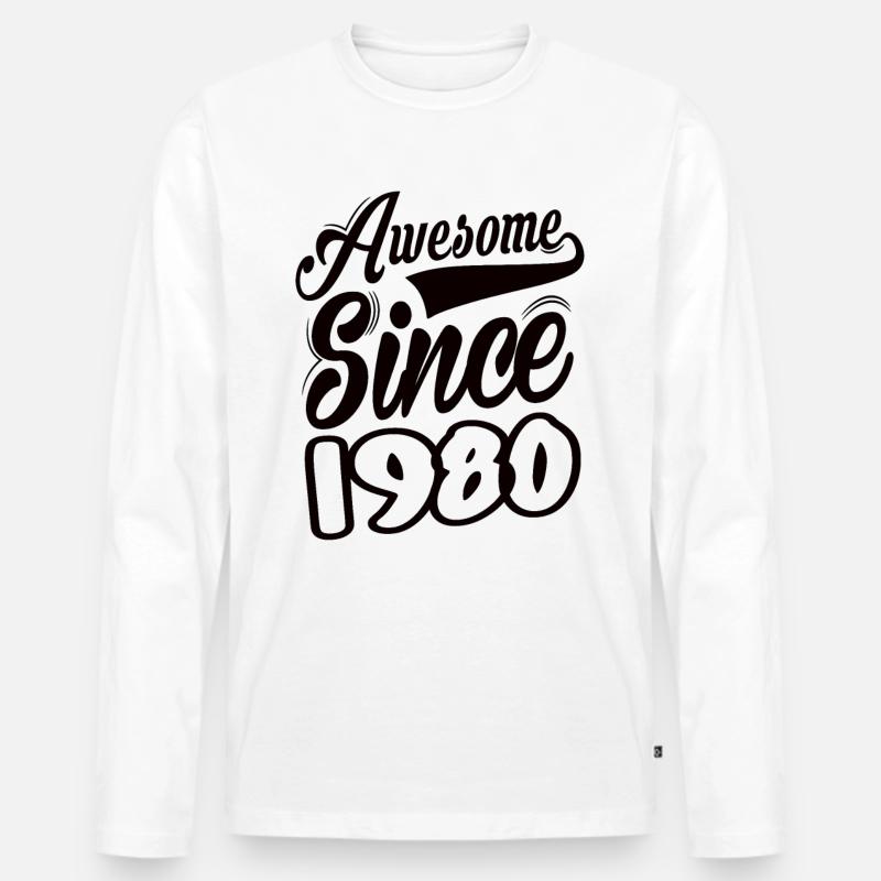 Awesome Since 1980 - Männer Premium Bio Langarmshirt - Weiß