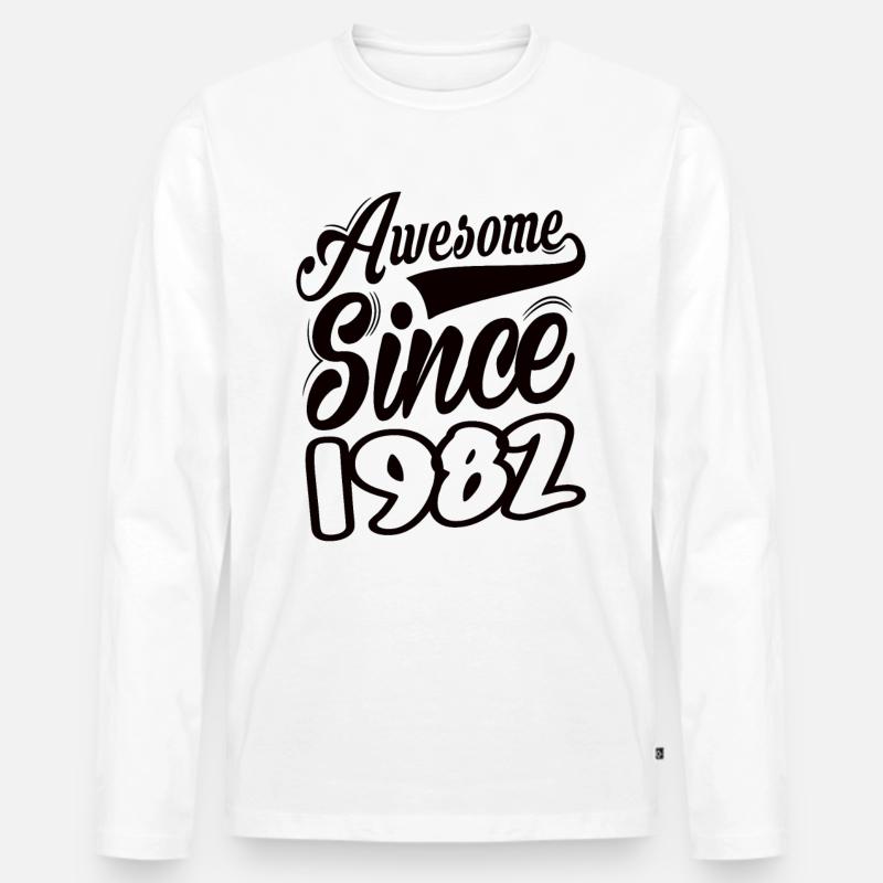 Awesome Since 1982 - Männer Premium Bio Langarmshirt - Weiß