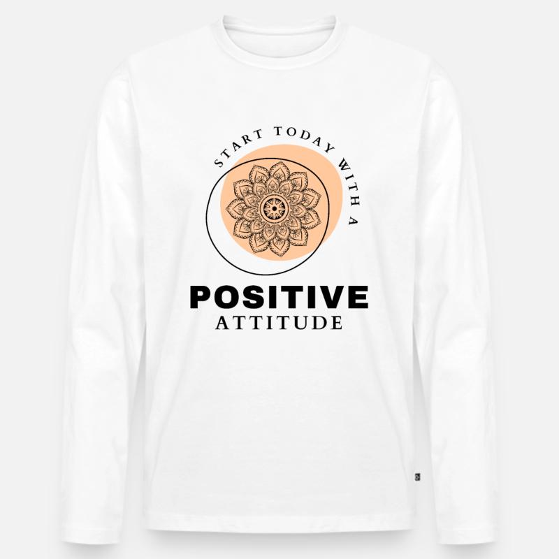 POSITIVE EINSTELLUNG MINDSET Motivation - Männer Premium Bio Langarmshirt - Weiß