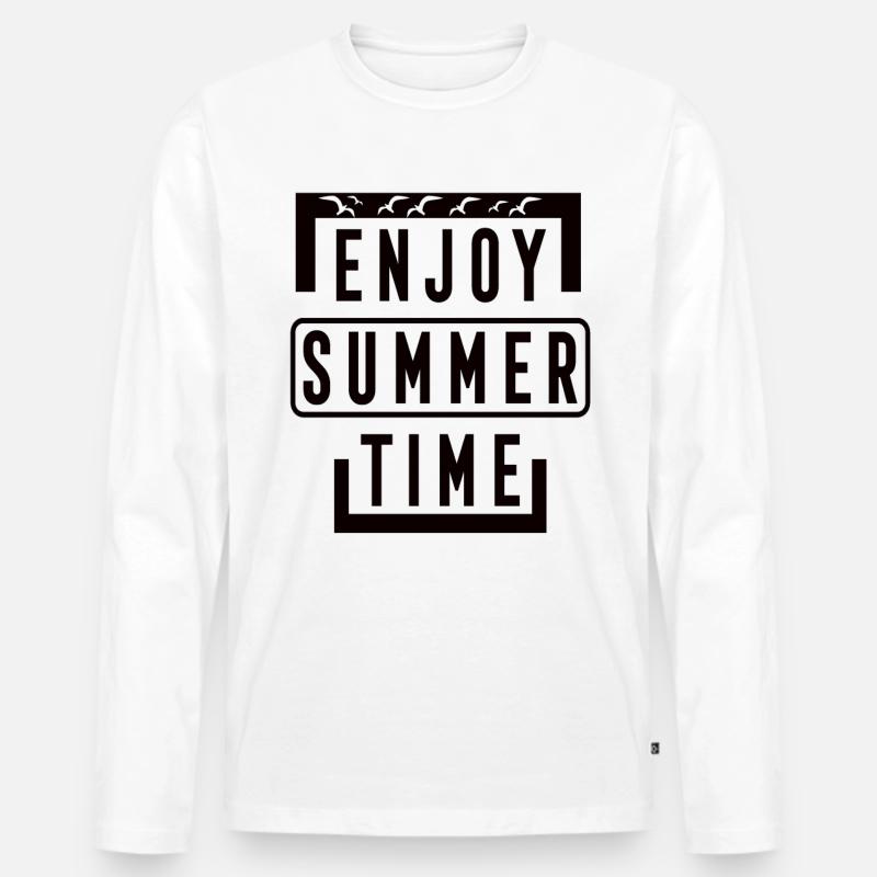 Enjoy Summer Time - Männer Premium Bio Langarmshirt - Weiß