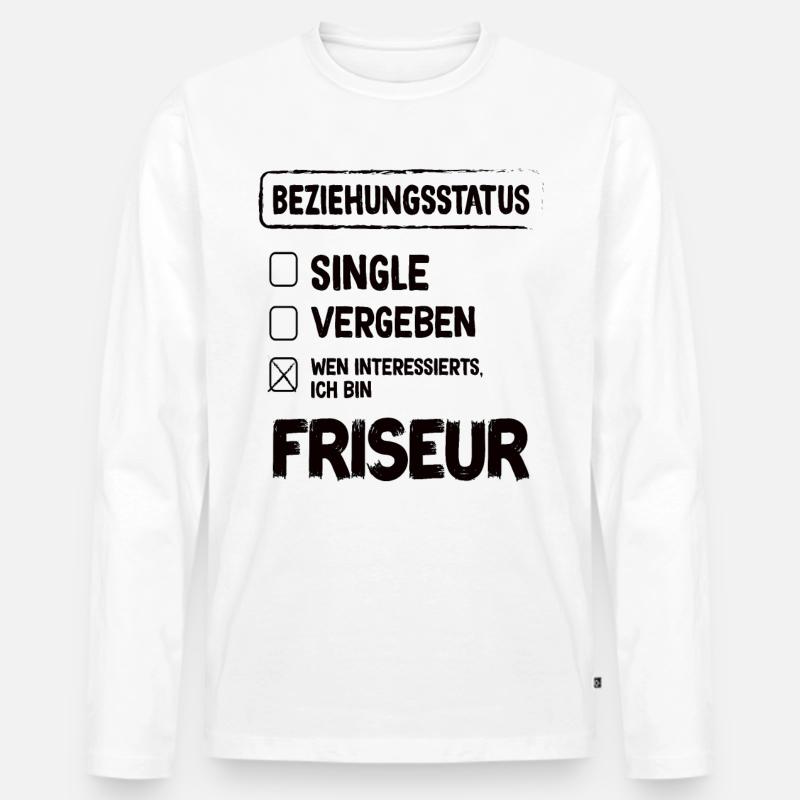 Friseur Beziehungsstatus - Männer Premium Bio Langarmshirt - Weiß