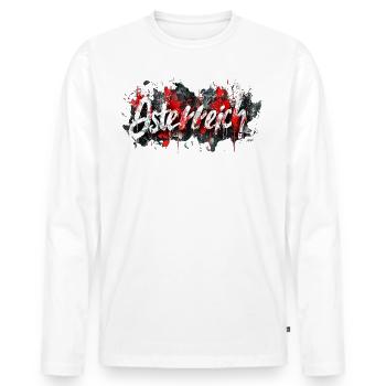 Autriche / Lettrage avec des touches de couleur - T-shirt manches longues Premium bio Homme - blanc - Devant - Nico (187cm)