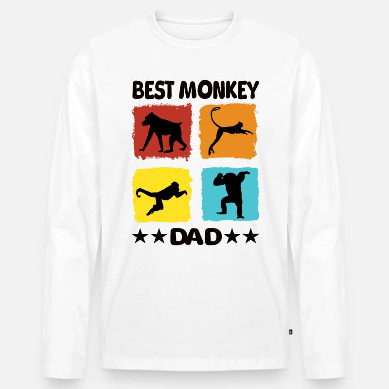 Best Monkey Dad - Männer Premium Bio Langarmshirt - Weiß