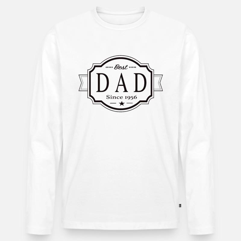 Bester Papa seit 1956 - Männer Premium Bio Langarmshirt - Weiß