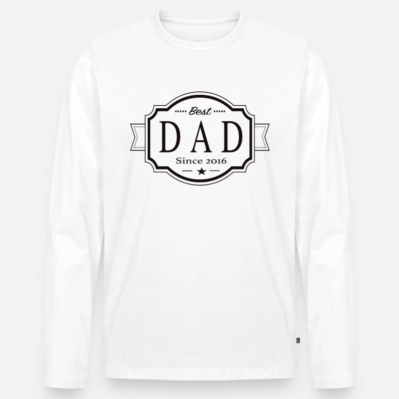Bester Papa seit 2016 - Männer Premium Bio Langarmshirt - Weiß