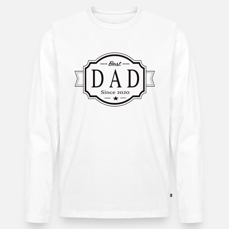 Bester Papa seit 2020 - Männer Premium Bio Langarmshirt - Weiß