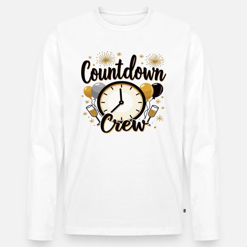 Countdown Crew - Männer Premium Bio Langarmshirt - Weiß