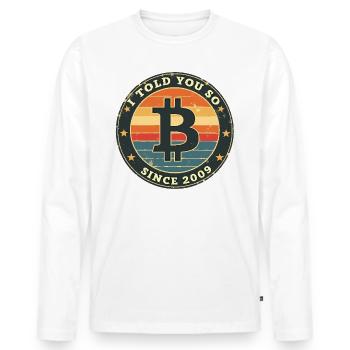 Retro Bitcoin Design - Crypto Fashion pour - T-shirt manches longues Premium bio Homme - blanc - Devant - Nico (187cm)