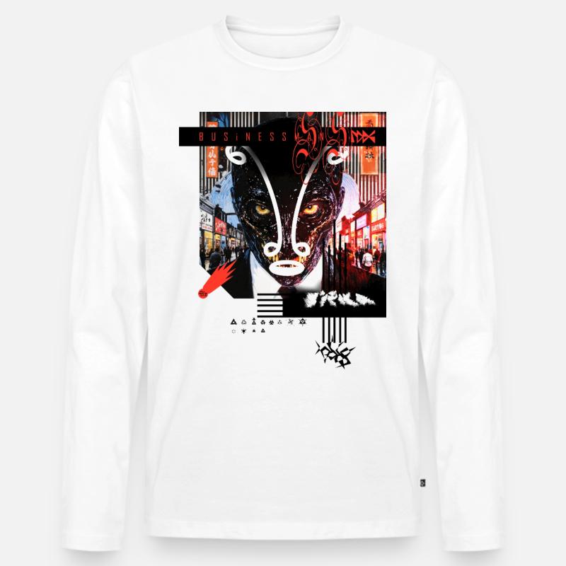 Monster #117 Geschäftsmann - Männer Premium Bio Langarmshirt - Weiß