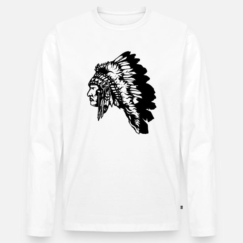 Indianer - Männer Premium Bio Langarmshirt - Weiß