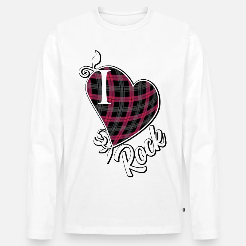 Ich liebe Rock - Männer Premium Bio Langarmshirt - Weiß