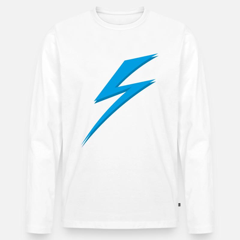 Strom Icon Blitz - Männer Premium Bio Langarmshirt - Weiß