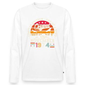 Original November 1974 48th birthday gift - Men's Premium Organic Long Sleeve Shirt - white - Front - Nico (187cm)