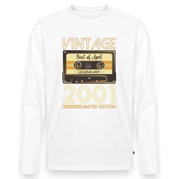 22nd birthday man cassette April born 2001 - Men's Premium Organic Long Sleeve Shirt - white - Front - Nico (187cm)