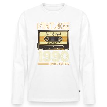 33rd Birthday Man Cassette April Vintage 1990 - Men's Premium Organic Long Sleeve Shirt - white - Front - Nico (187cm)