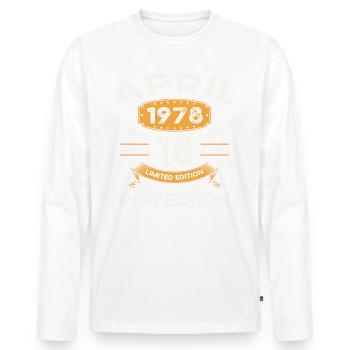 45e anniversaire homme April Né en 1978 Légendaire - T-shirt manches longues Premium bio Homme - blanc - Devant - Nico (187cm)