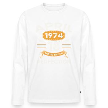 49. Geburtstag Mann April Jahrgang 1974 Legendär - Männer Premium Bio Langarmshirt - Weiß - Vorne - Nico (187cm)