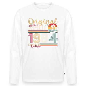 39e anniversaire homme April Né 1984 Original - T-shirt manches longues Premium bio Homme - blanc - Devant - Nico (187cm)