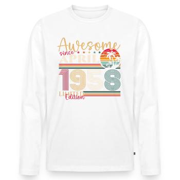 65e anniversaire homme avril né 1958 génial - T-shirt manches longues Premium bio Homme - blanc - Devant - Nico (187cm)